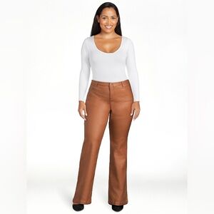NWT Sofia Jeans high rise flare coated jeans. Brown. Size 12.